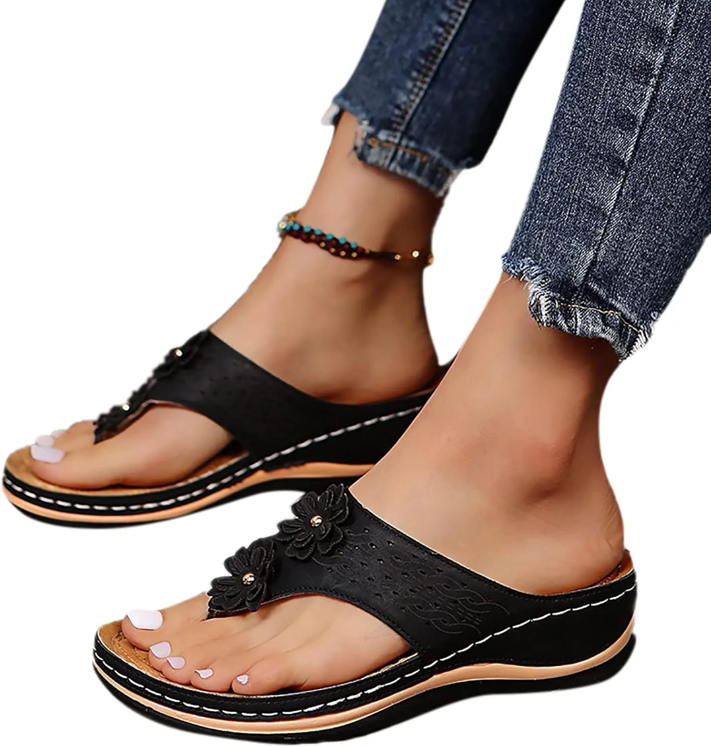 SBGMoSJ Diabetic Shoes for Women Wide Width Sandalias De Mujer OrtopéDicas Orthopedic Slides for Women Size 7 Beach Flip Flops Women Silver High Heels White Sandals Women Platform