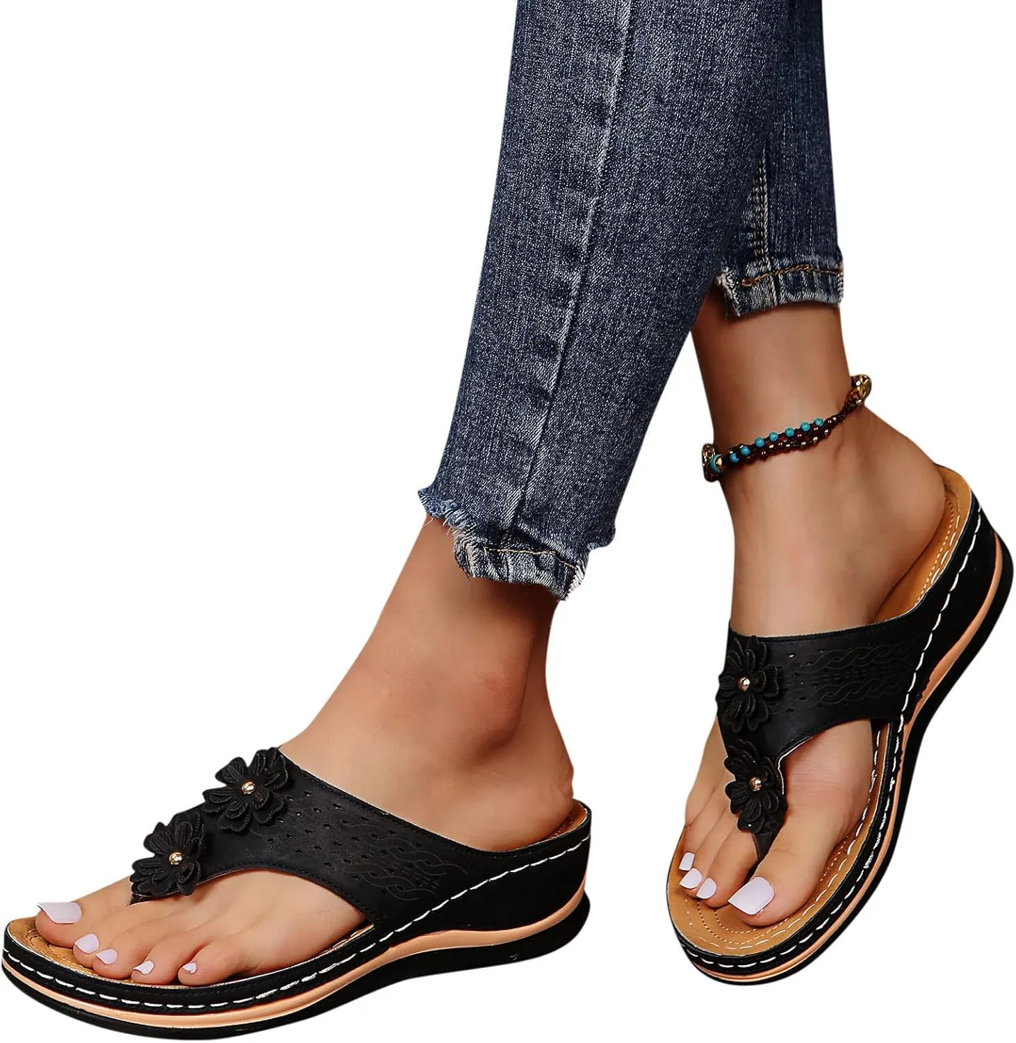 SBGMoSJ Diabetic Shoes for Women Wide Width Sandalias De Mujer OrtopéDicas Orthopedic Slides for Women Size 7 Beach Flip Flops Women Silver High Heels White Sandals Women Platform