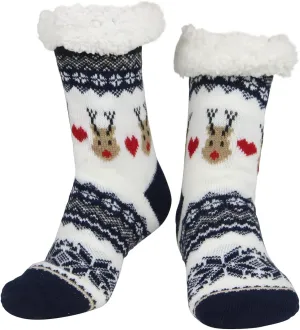 Slipper Socks for Women with Gripper - Winter Non Slip Thick Fuzzy Socks - Warm Cozy Christmas Gift