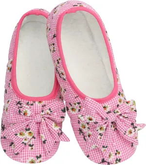 Snoozies Flat Ballet Slippers for Women Indoor, Lightweight and Soft Sherpa-Lined Slipper Socks Non-Skid, Ladies Gifts