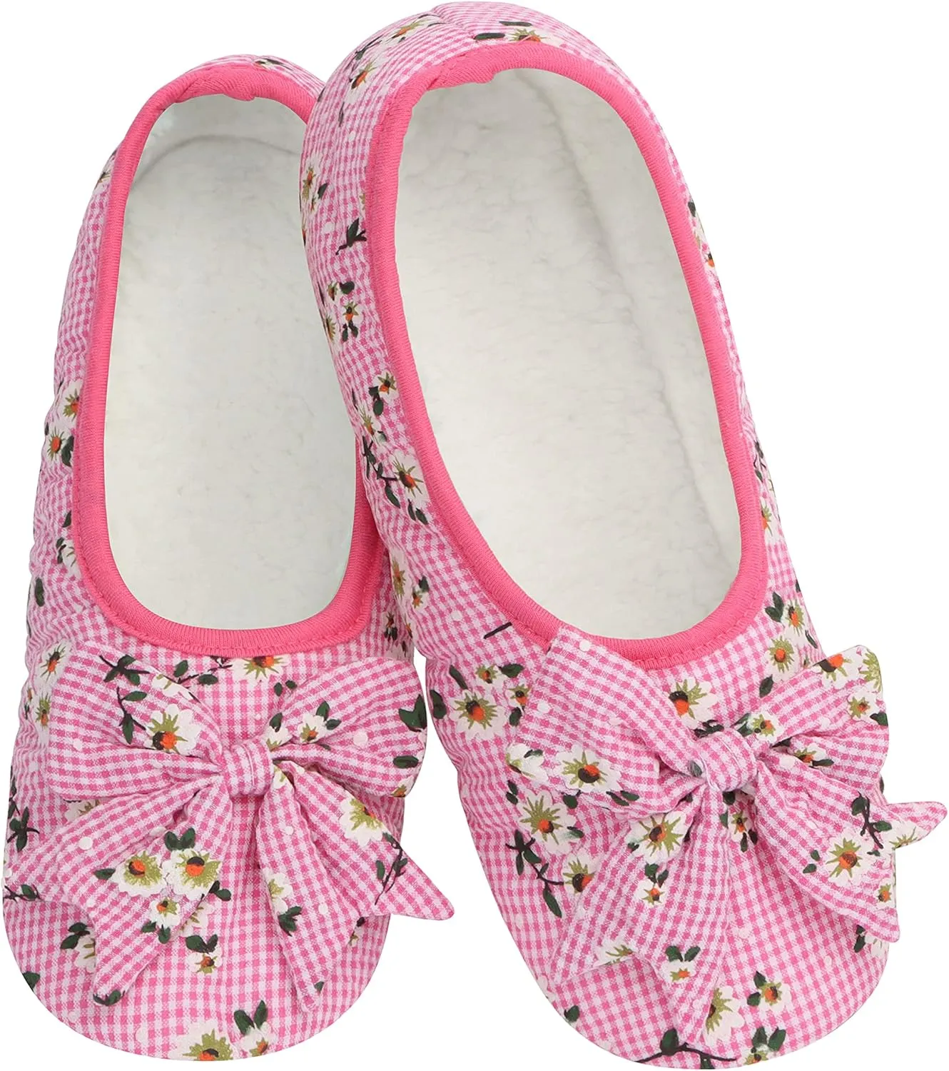Snoozies Flat Ballet Slippers for Women Indoor, Lightweight and Soft Sherpa-Lined Slipper Socks Non-Skid, Ladies Gifts