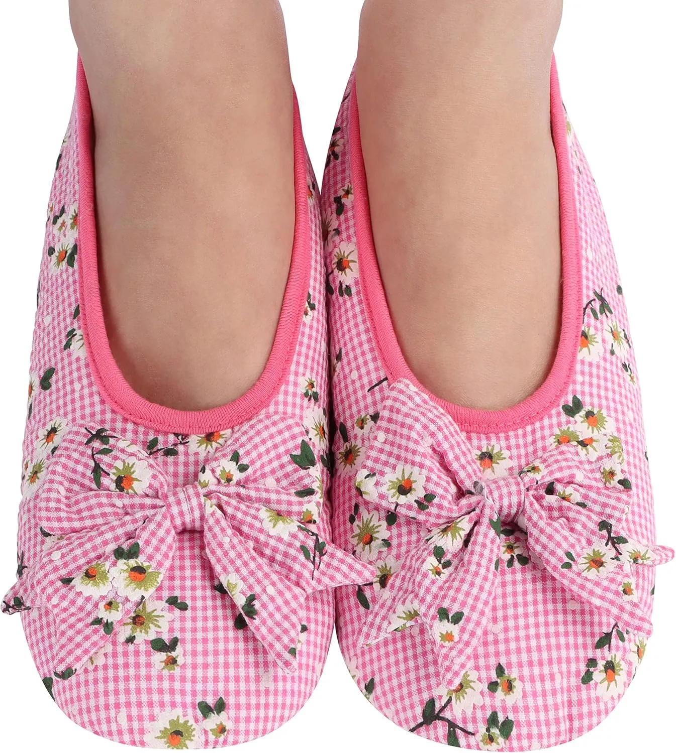 Snoozies Flat Ballet Slippers for Women Indoor, Lightweight and Soft Sherpa-Lined Slipper Socks Non-Skid, Ladies Gifts