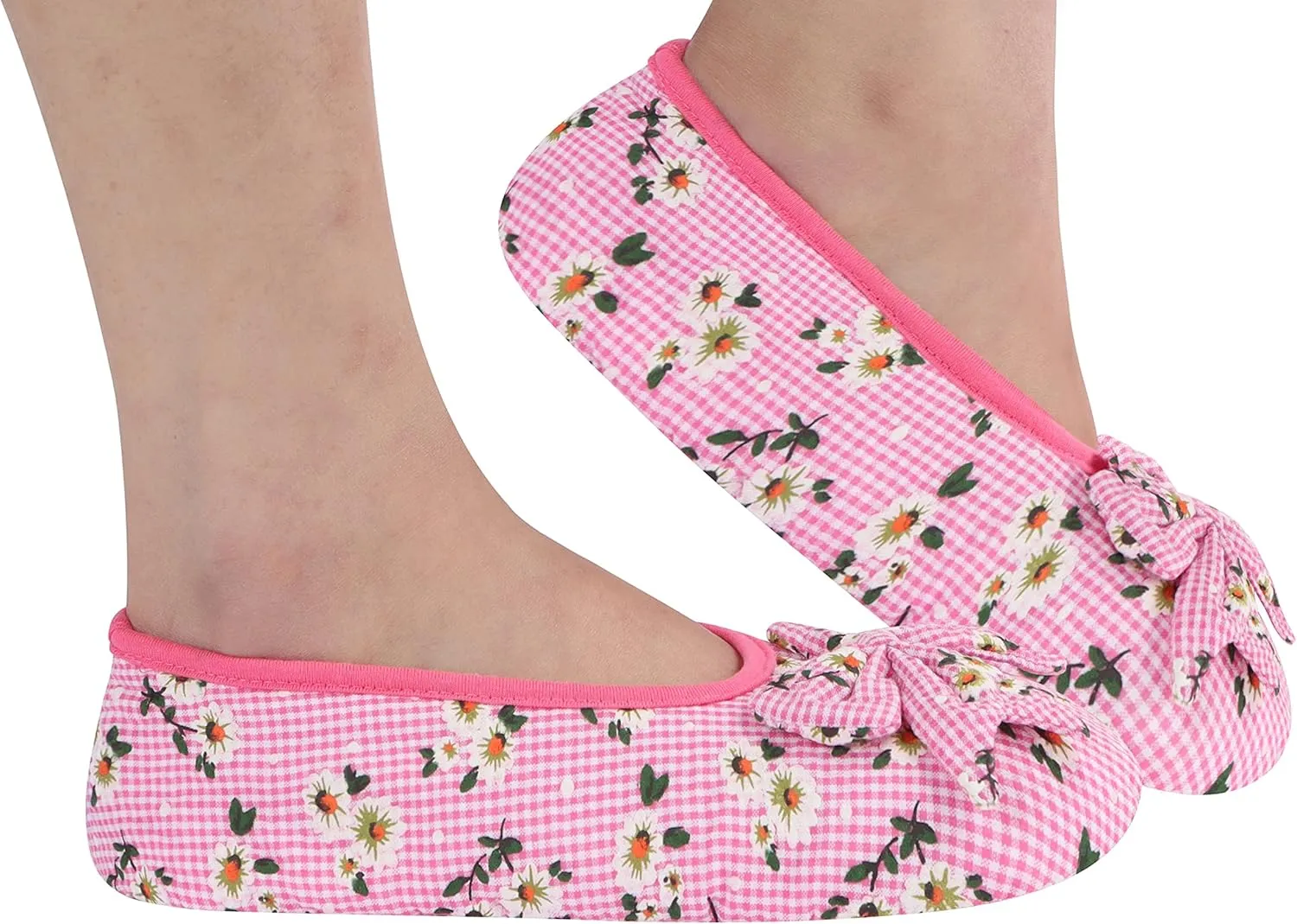 Snoozies Flat Ballet Slippers for Women Indoor, Lightweight and Soft Sherpa-Lined Slipper Socks Non-Skid, Ladies Gifts