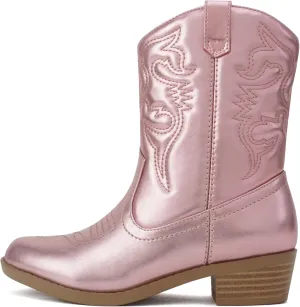 Soda RENO-2 Kids/Girls/Children Western Cowboy Stitched Pointe Toe Low Heel Ankle Mid Shaft Fashion Boots