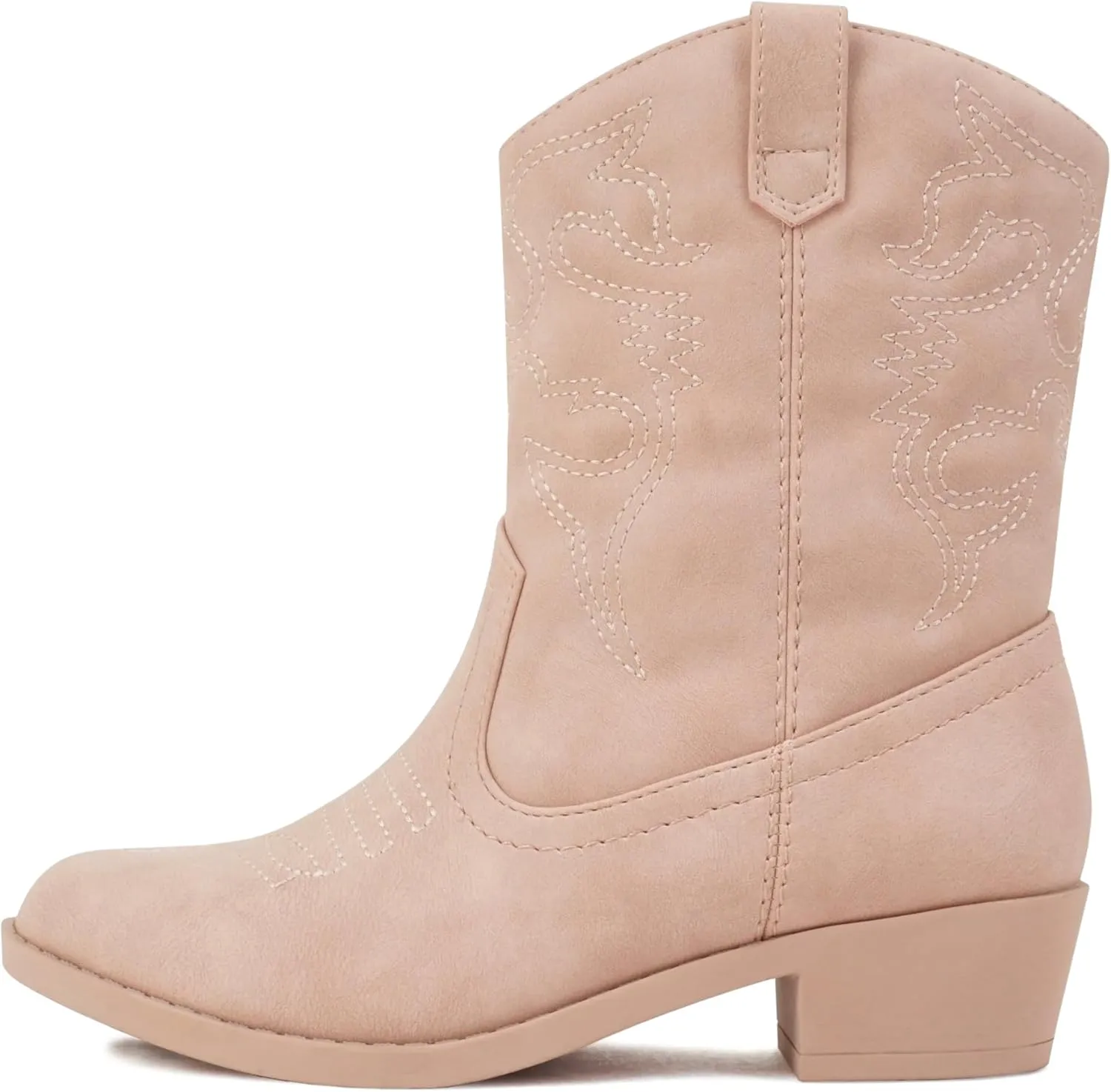 Soda RENO-2 Kids/Girls/Children Western Cowboy Stitched Pointe Toe Low Heel Ankle Mid Shaft Fashion Boots