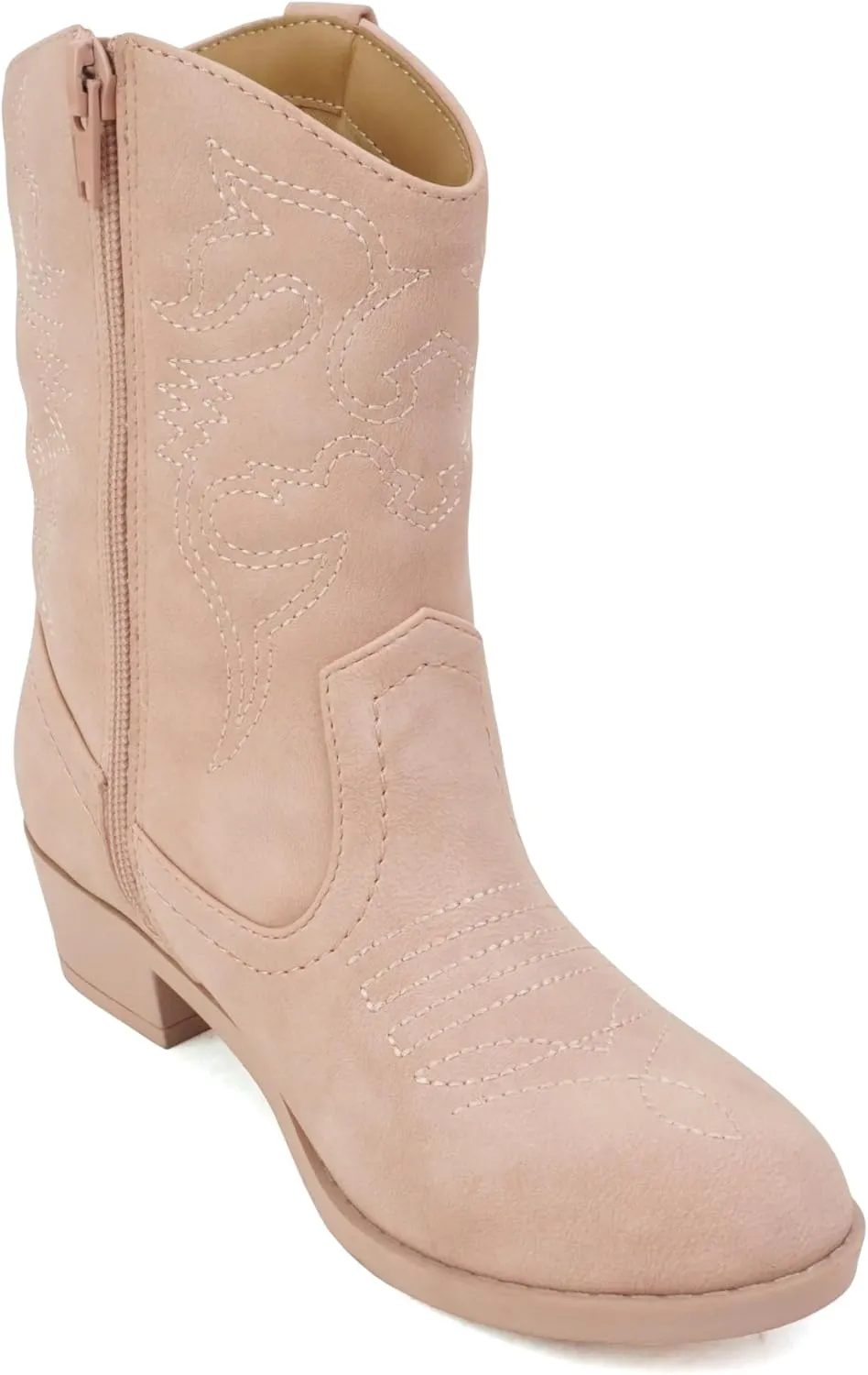 Soda RENO-2 Kids/Girls/Children Western Cowboy Stitched Pointe Toe Low Heel Ankle Mid Shaft Fashion Boots