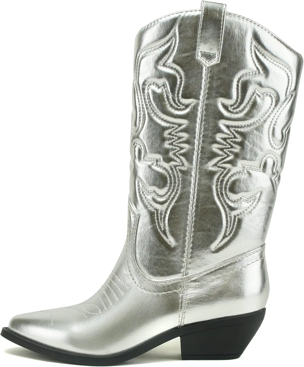 Soda RENO ~ Women Western Cowboy Stitched Pointe Toe Low Heel Ankle Mid Shaft Fashion Boots