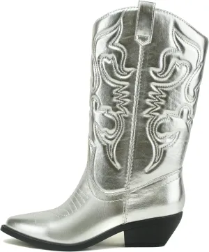 Soda RENO ~ Women Western Cowboy Stitched Pointe Toe Low Heel Ankle Mid Shaft Fashion Boots