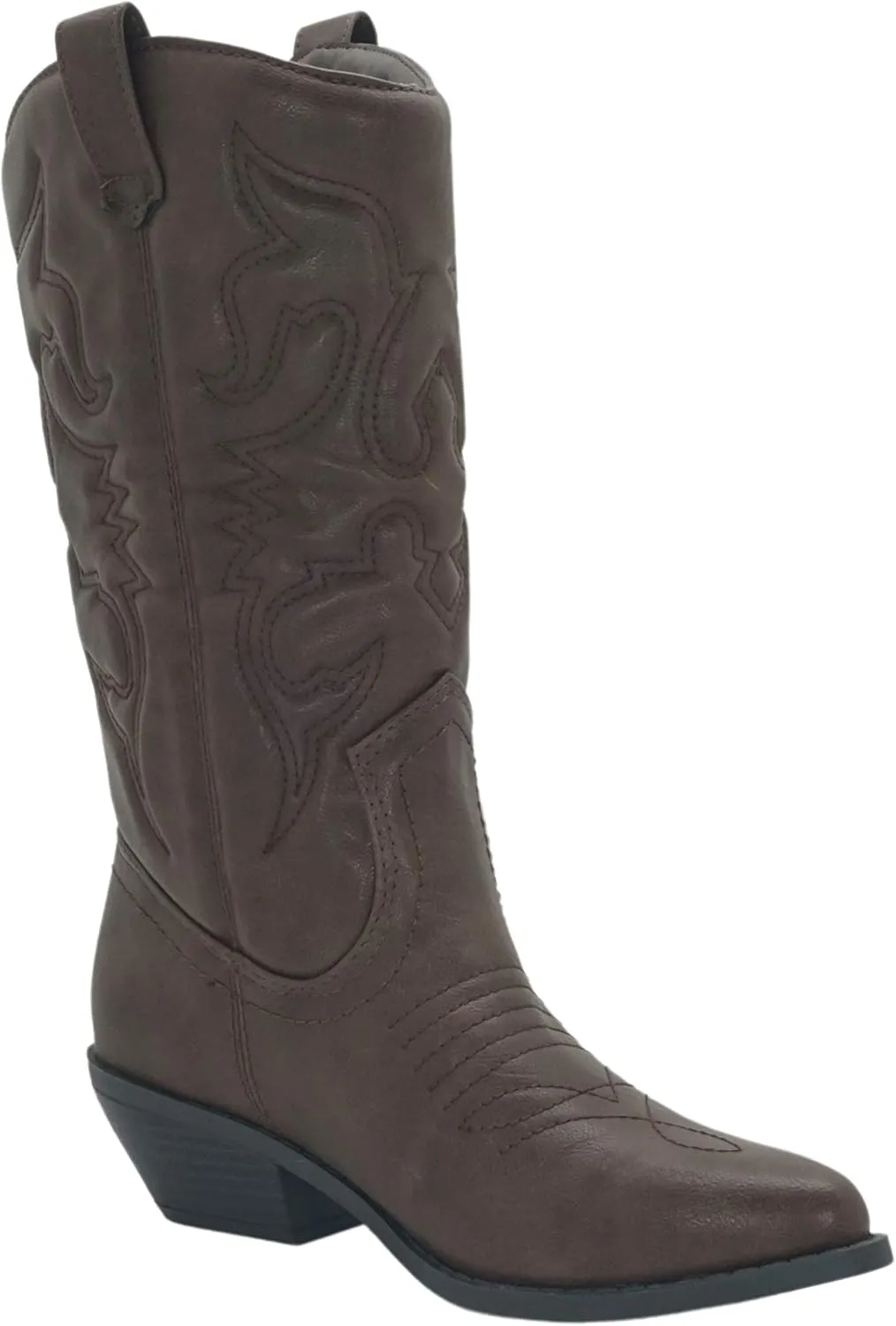 Soda RENO ~ Women Western Cowboy Stitched Pointe Toe Low Heel Ankle Mid Shaft Fashion Boots