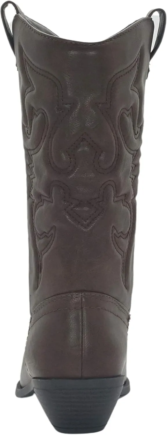 Soda RENO ~ Women Western Cowboy Stitched Pointe Toe Low Heel Ankle Mid Shaft Fashion Boots