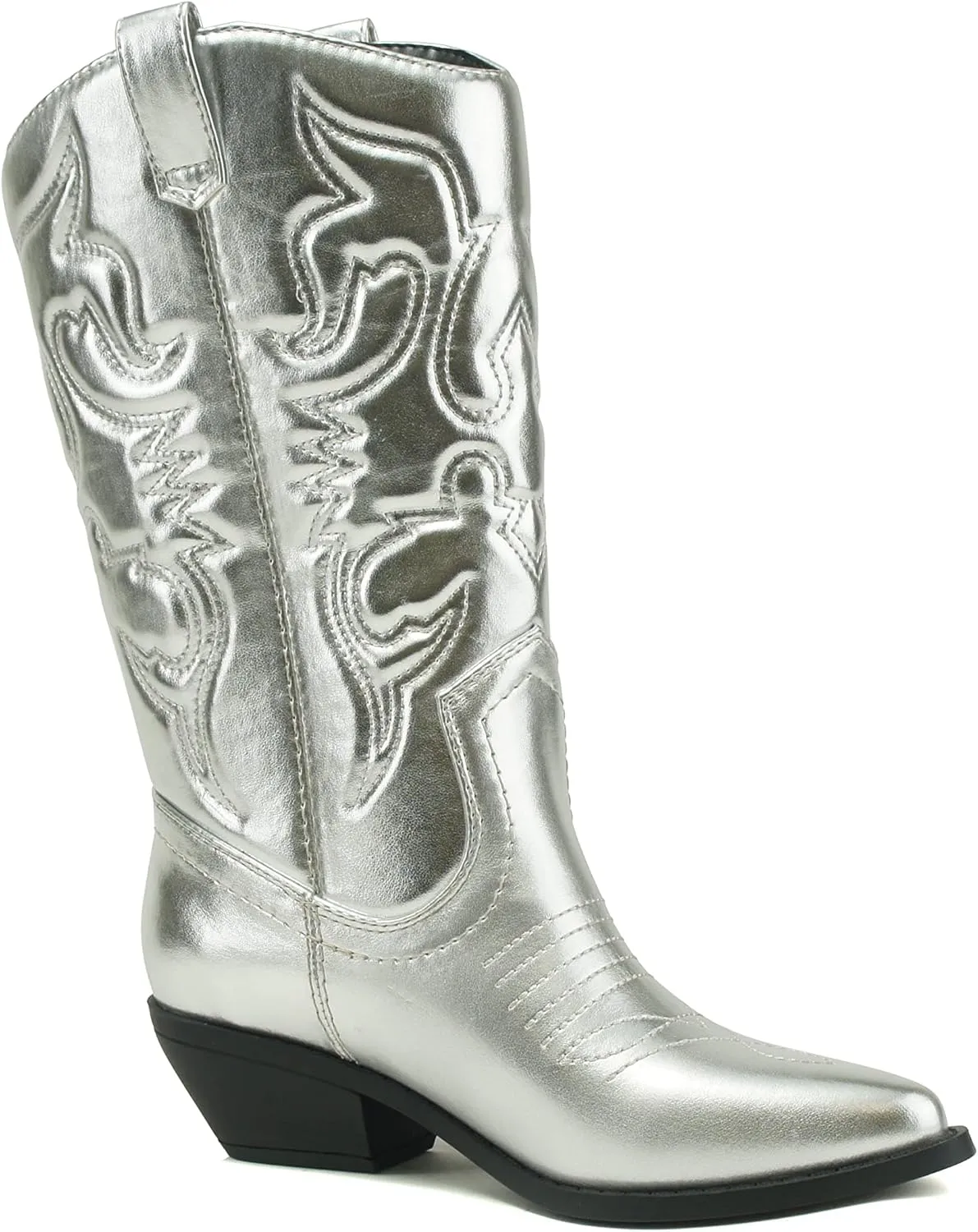 Soda RENO ~ Women Western Cowboy Stitched Pointe Toe Low Heel Ankle Mid Shaft Fashion Boots