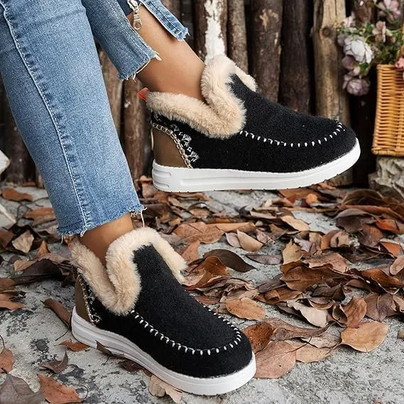 Soft Plush Slip-on Sneakers for Cozy Feet, Non Slip Orthopedic Winter Slippers Warm Cozy Micro Suede Slipper Boots