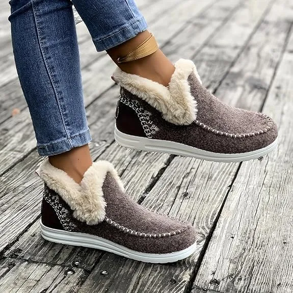 Soft Plush Slip-on Sneakers for Cozy Feet, Non Slip Orthopedic Winter Slippers Warm Cozy Micro Suede Slipper Boots