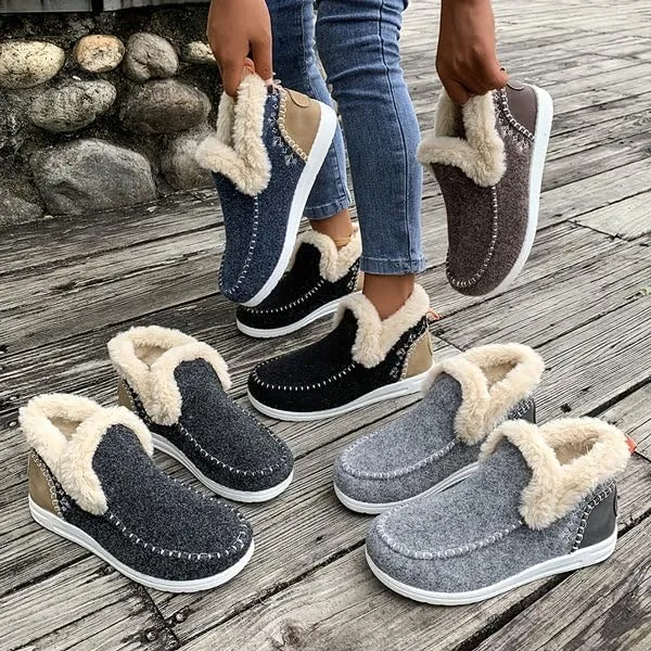 Soft Plush Slip-on Sneakers for Cozy Feet, Non Slip Orthopedic Winter Slippers Warm Cozy Micro Suede Slipper Boots