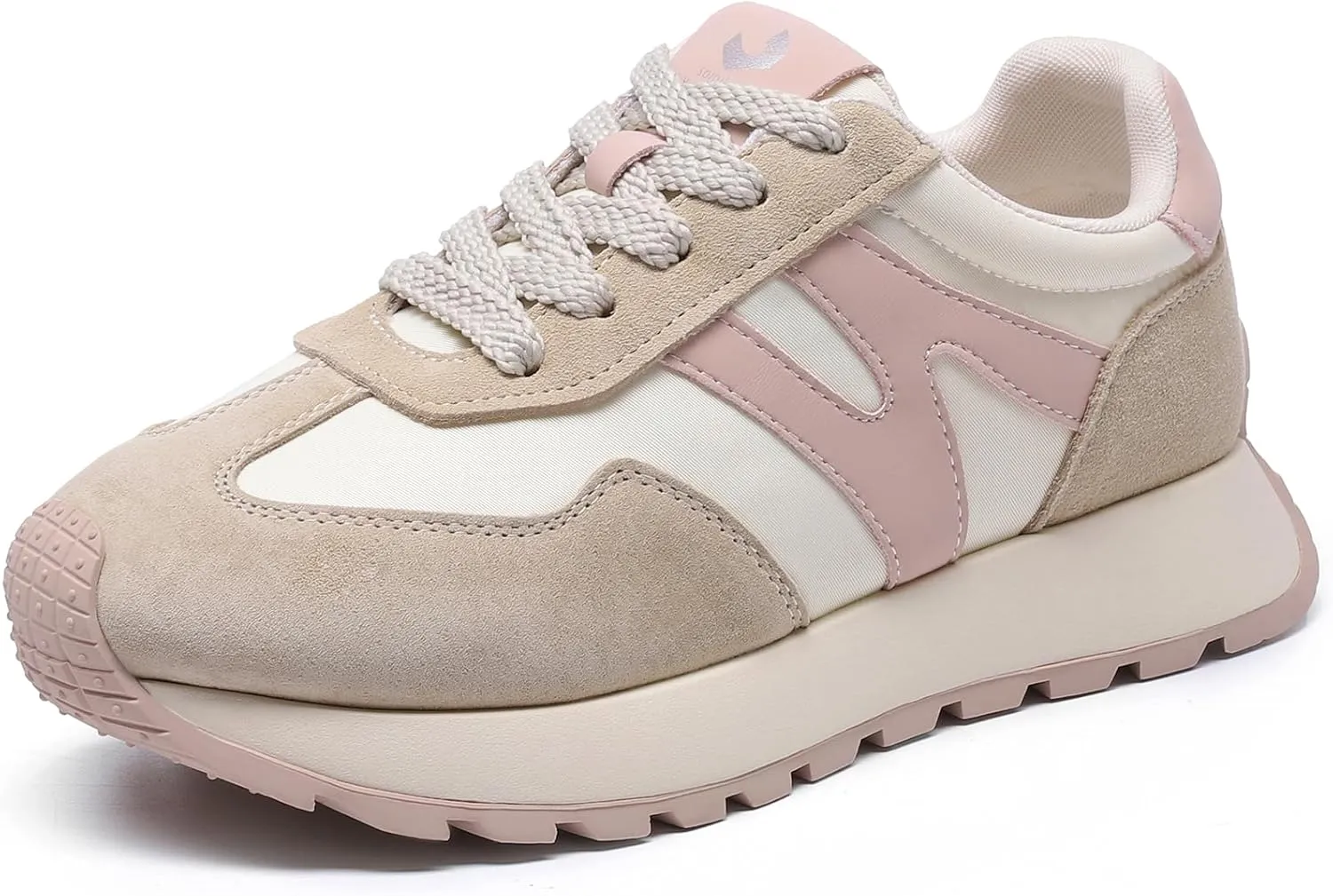 somiliss Sneakers for Women Breathable Fabric Genuine Leather Suede Upper Non Slip Walking Shoes Running Tennis Fashion Sneakers