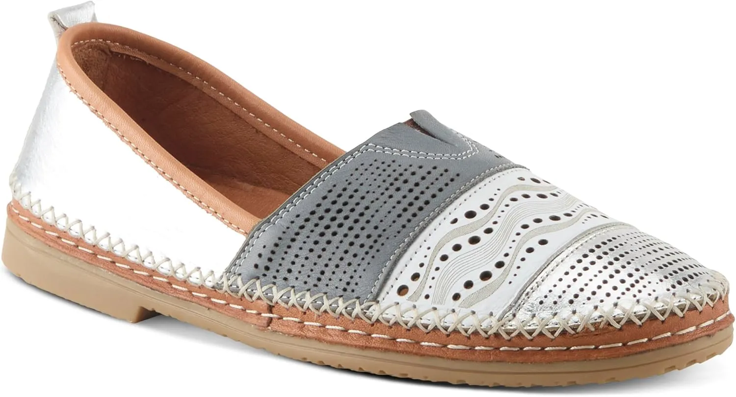 Spring Step Women's HIGHWEST Leather Slip-On Loafer with Perforated and Color-Blocked Whip-Stitch Detailing