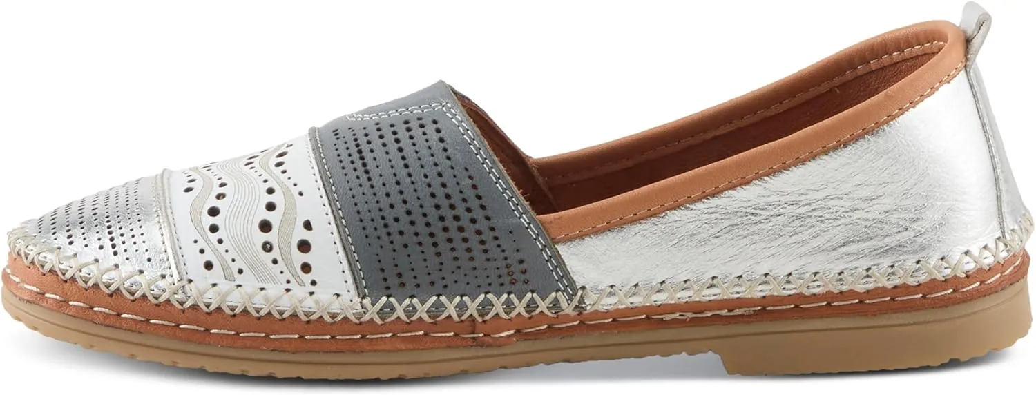 Spring Step Women's HIGHWEST Leather Slip-On Loafer with Perforated and Color-Blocked Whip-Stitch Detailing