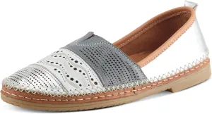 Spring Step Women's HIGHWEST Leather Slip-On Loafer with Perforated and Color-Blocked Whip-Stitch Detailing