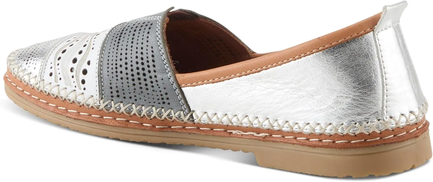Spring Step Women's HIGHWEST Leather Slip-On Loafer with Perforated and Color-Blocked Whip-Stitch Detailing