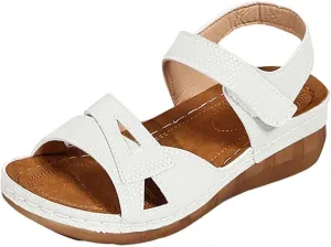 Summer Sandals for Women Retro Platform Sandals Dressy Open Toe Ankle Strap Sandals Comfortable Slip On Adjustable Buckle Lightweight Shoes Casual Walking Slippers