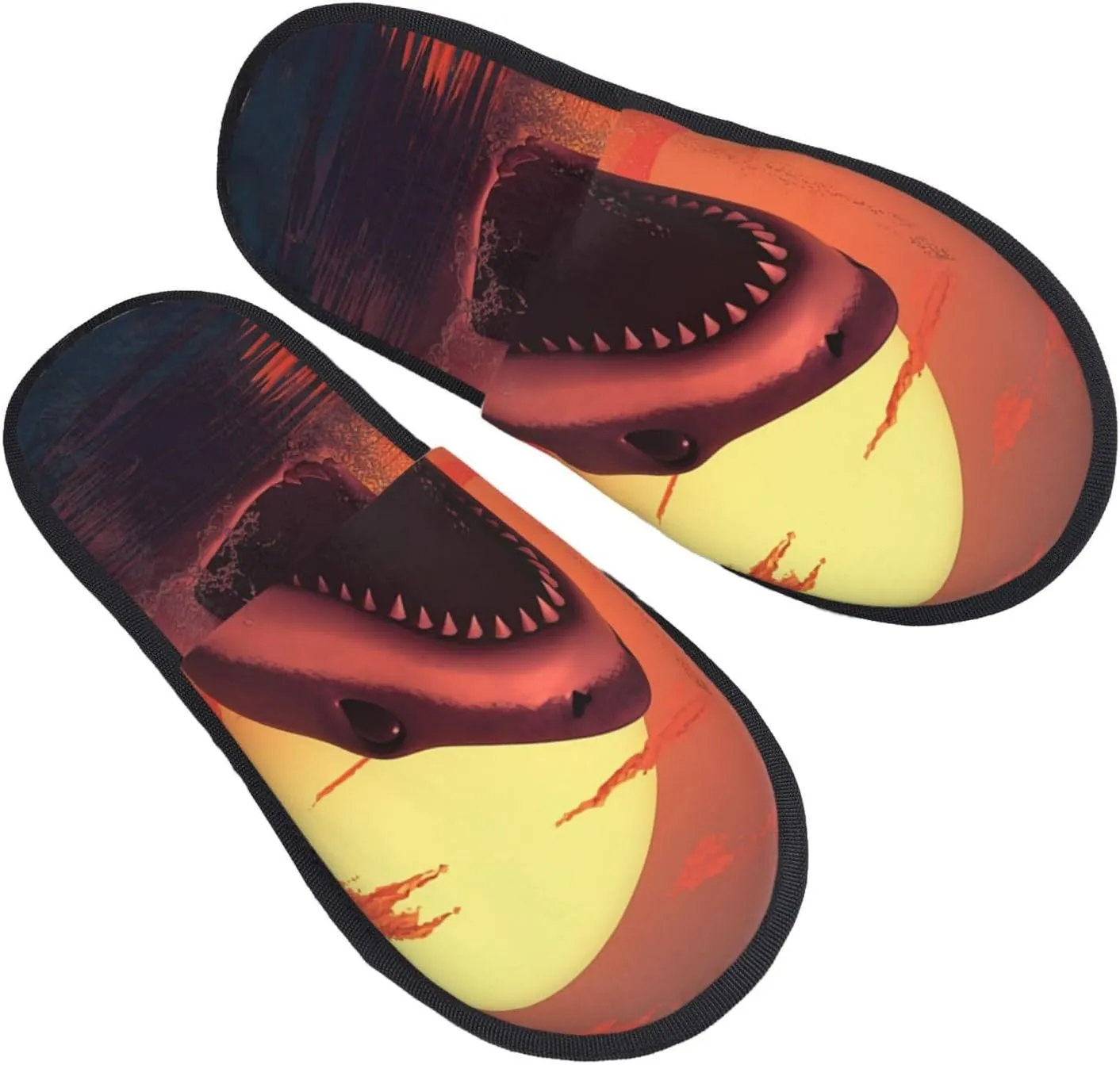 Sunset Whale Furry House Slippers for Women Men Soft Fuzzy Slippers Indoor Casual Plush House Shoes Large