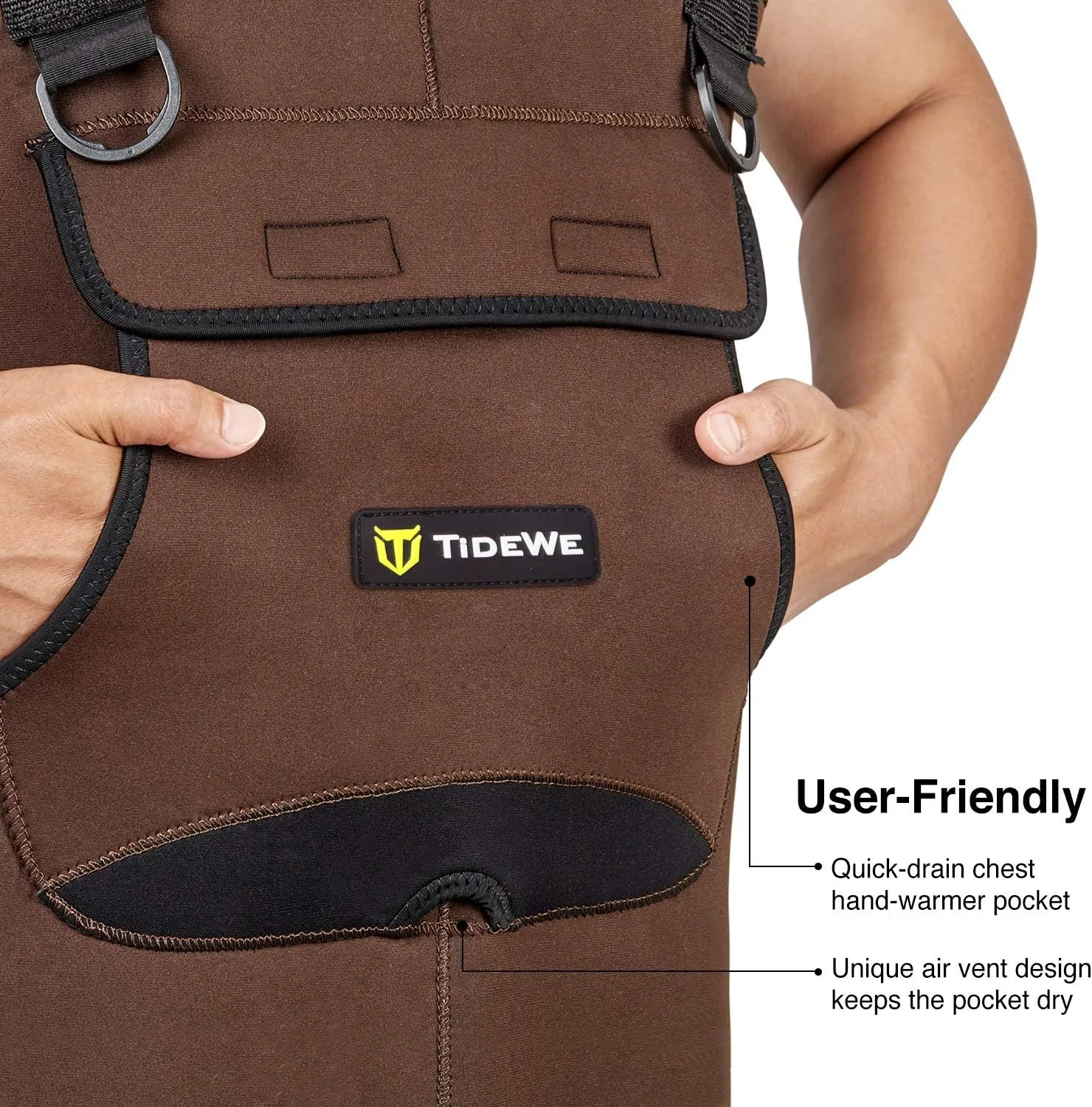 TIDEWE Neoprene Waders, Cleated Bootfoot Men Chest Waders, Waterproof Fishing & Hunting Neoprene Chest Waders