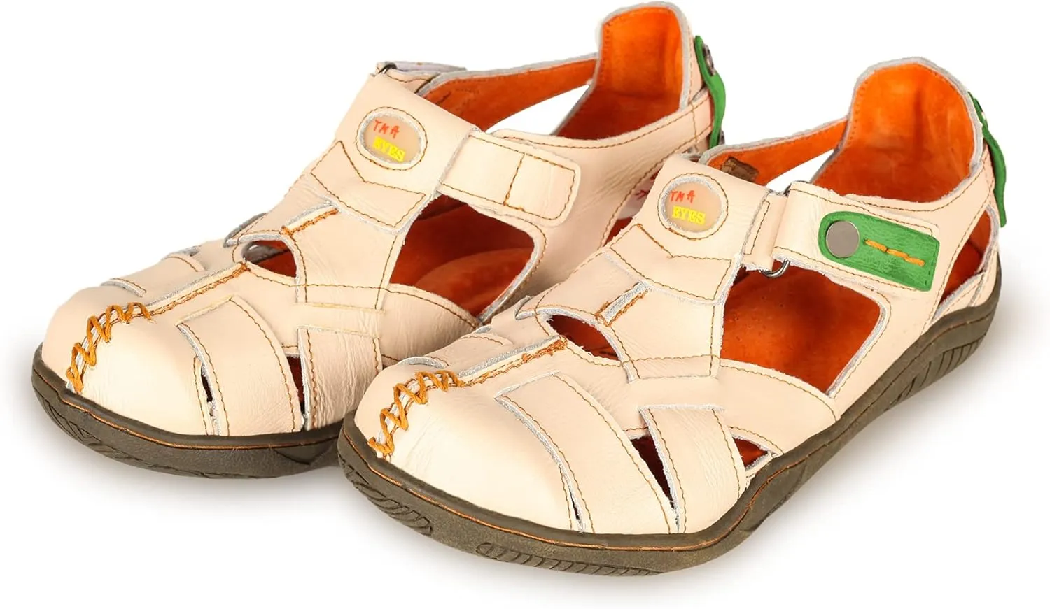 TMA EYES Women's Cross Leather and Hand Stitching Upper Casual Sandal for Outdoor