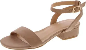 TruFox Open Toe Ankle Strap Low Block Heel Dressy Sandal