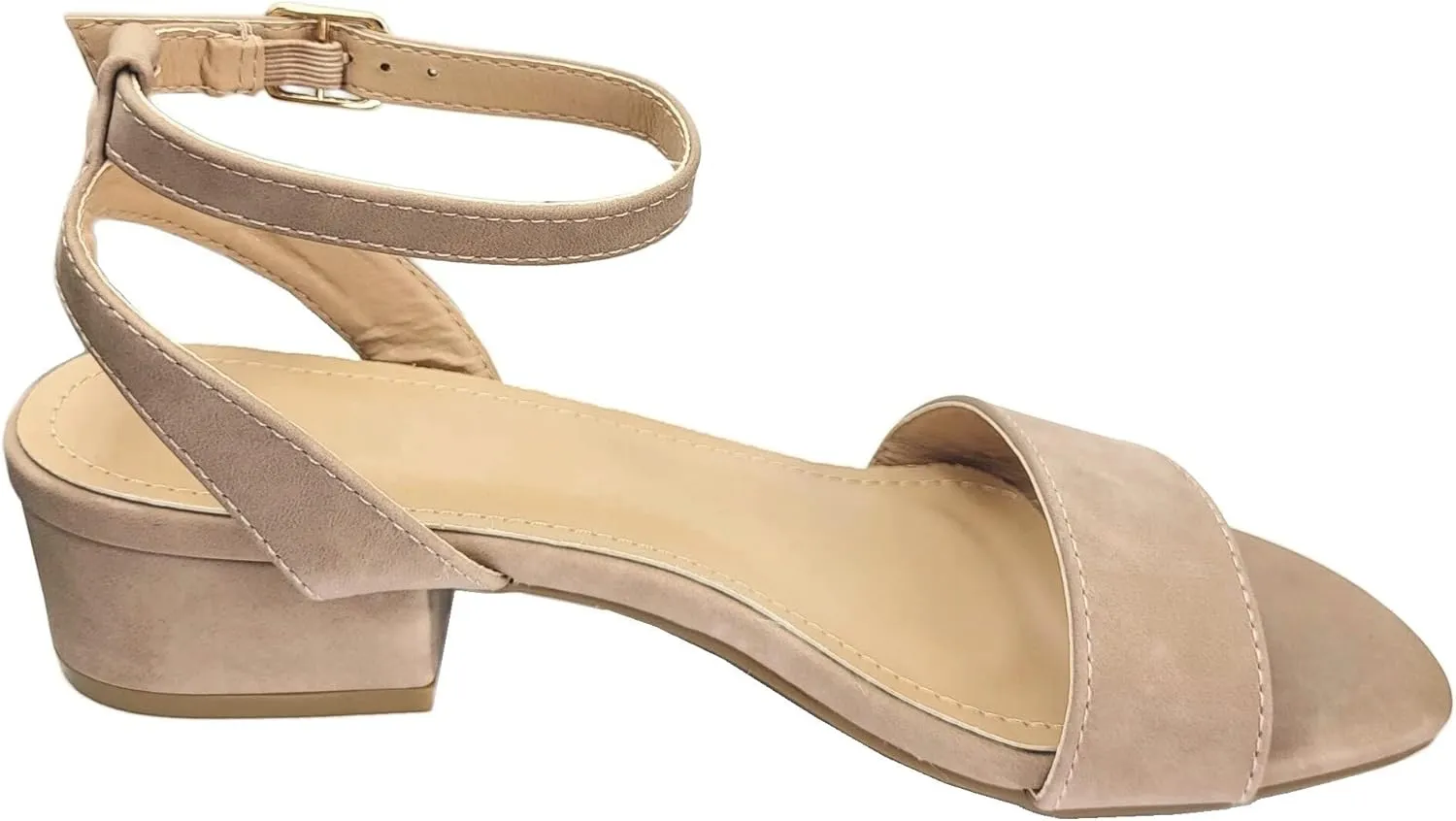 TruFox Open Toe Ankle Strap Low Block Heel Dressy Sandal