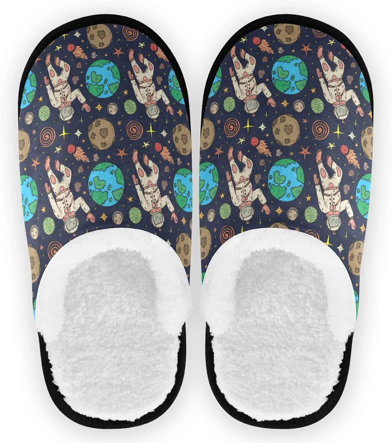 visesunny Astronauts Star Rocket Planet Cozy Fuzzy Womens Memory Foam House Slippers Plush Fleece Indoor Outdoor Slipper