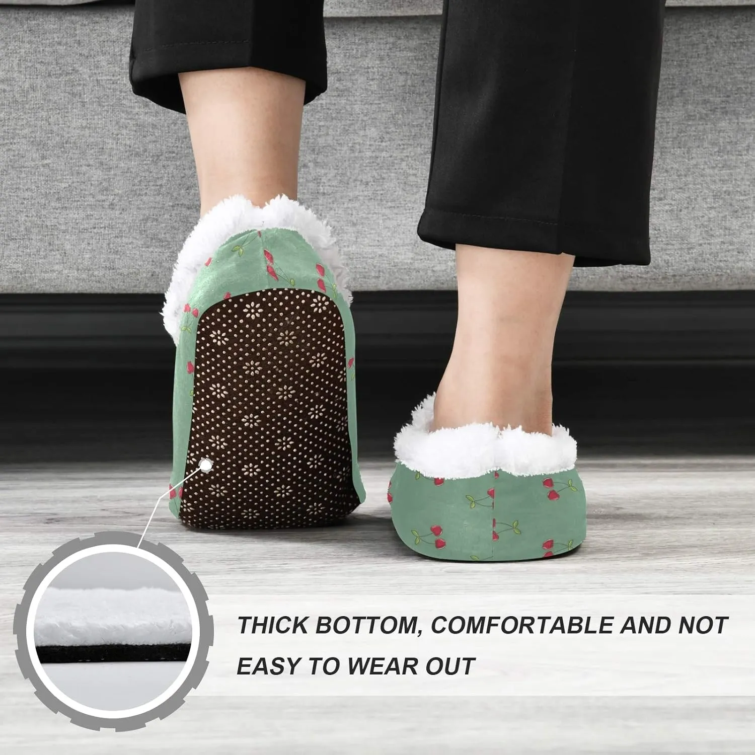 Winter House Slippers for Women/Men with Abstract Fruits Pattern Orange Element Cozy Fleece Slippers