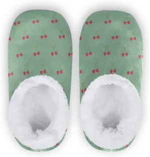 Winter House Slippers for Women/Men with Abstract Fruits Pattern Orange Element Cozy Fleece Slippers
