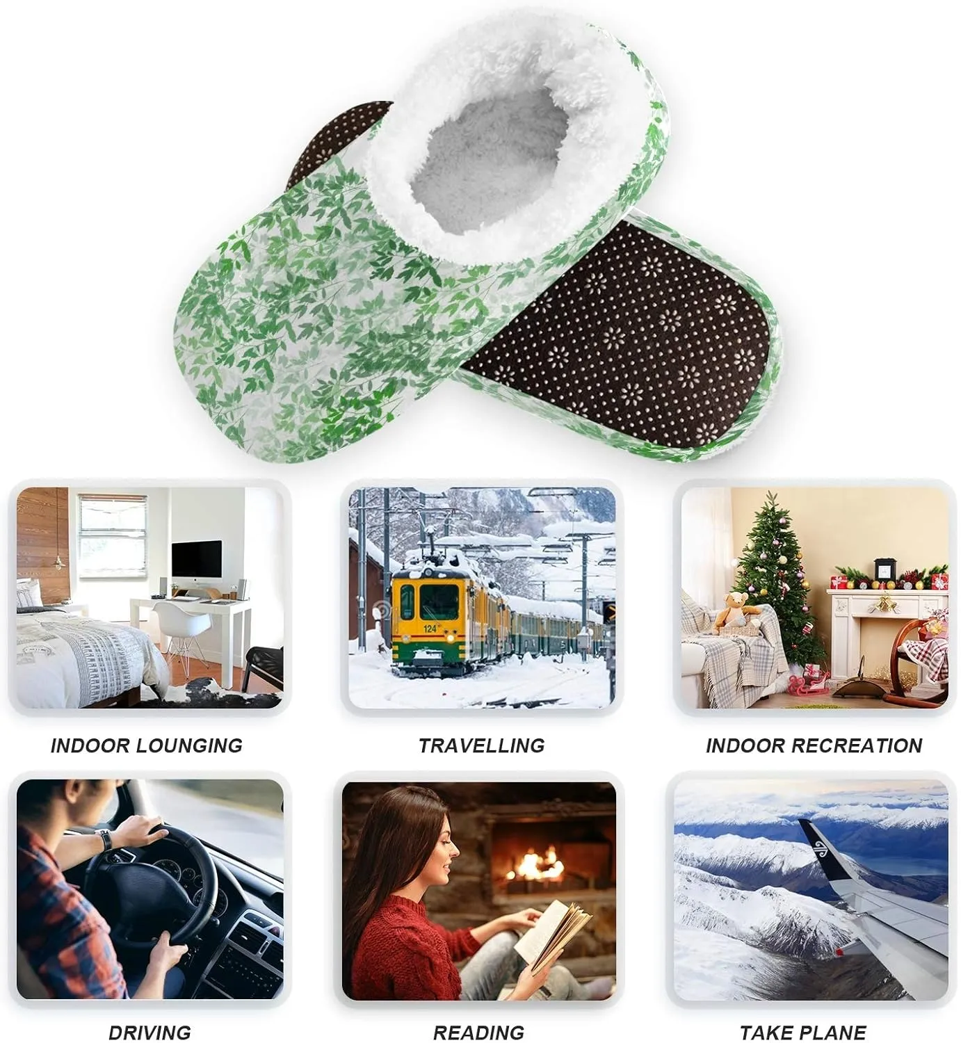 Winter House Slippers for Women/Men with Mandala Grid Element Cozy Fleece Slippers