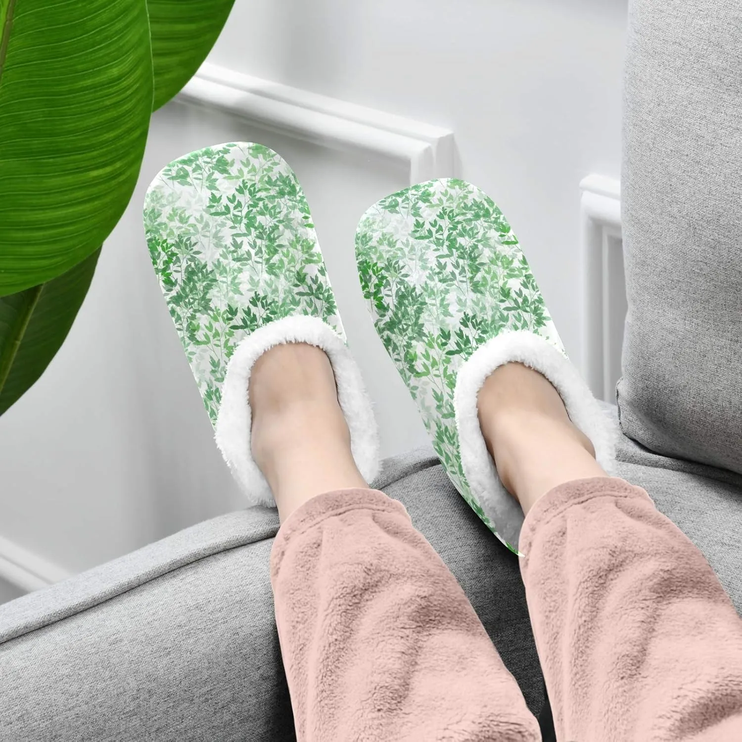 Winter House Slippers for Women/Men with Mandala Grid Element Cozy Fleece Slippers