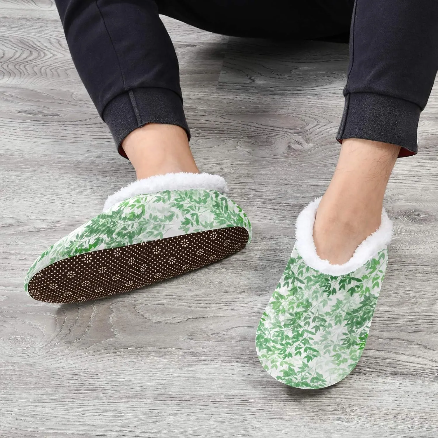 Winter House Slippers for Women/Men with Mandala Grid Element Cozy Fleece Slippers