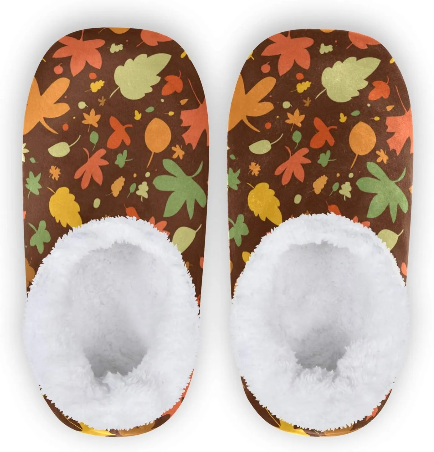 Winter House Slippers for Women/Men with Tropical Jungle Palm Leaves Element Cozy Fleece Slippers