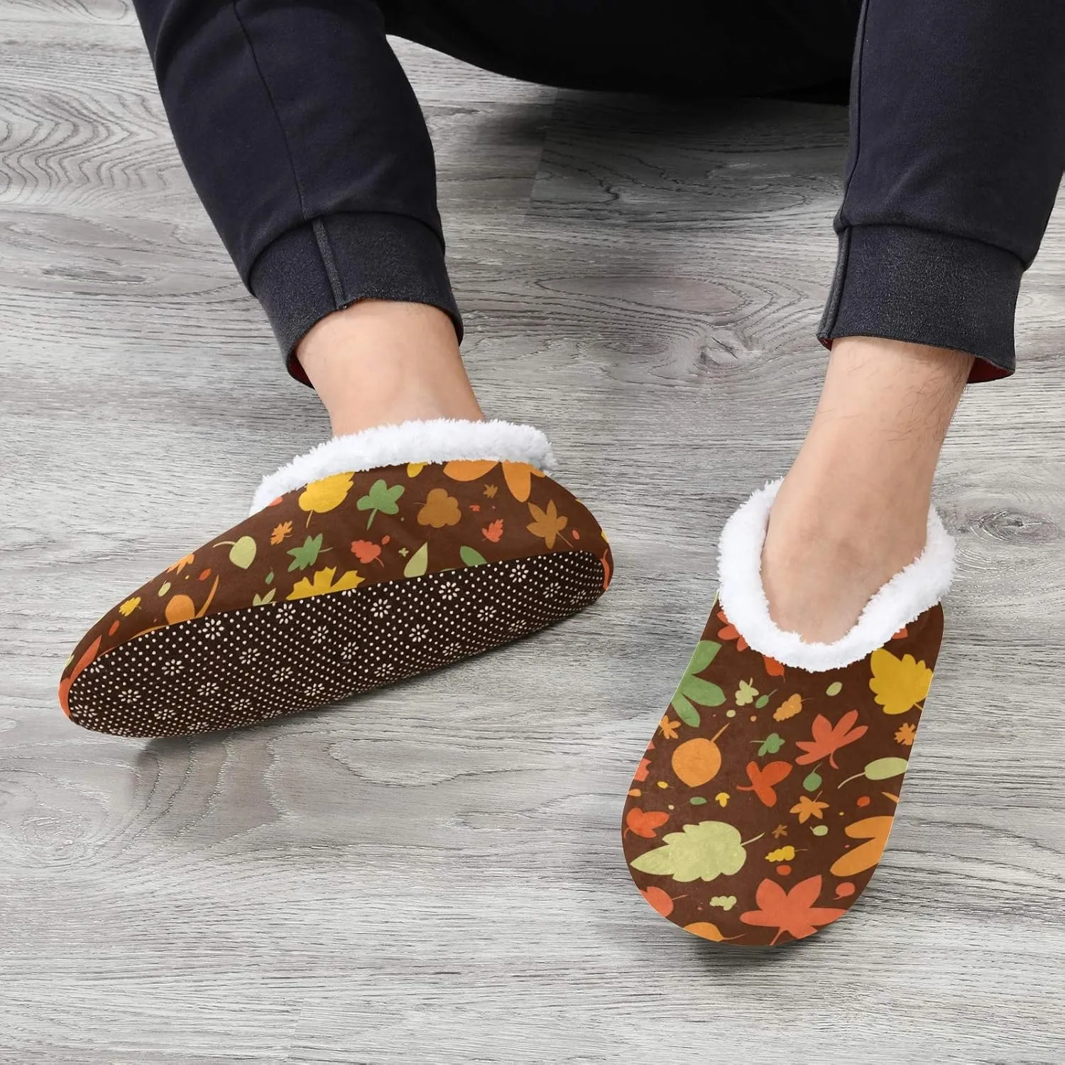 Winter House Slippers for Women/Men with Tropical Jungle Palm Leaves Element Cozy Fleece Slippers