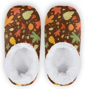 Winter House Slippers for Women/Men with Tropical Jungle Palm Leaves Element Cozy Fleece Slippers