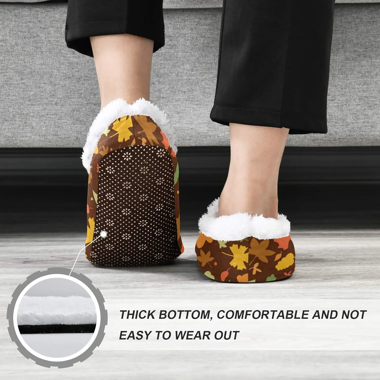 Winter House Slippers for Women/Men with Tropical Jungle Palm Leaves Element Cozy Fleece Slippers