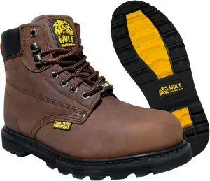 Wolf Work Boot | 100% Genuine Upper Leather | Oil, Heat, Chemical, Impact, Abrasion Resistant | Electrical Hazards | Non-Slip Rubber Sole | Steel Toe | Padded Collar | Construction | Industrial PPE
