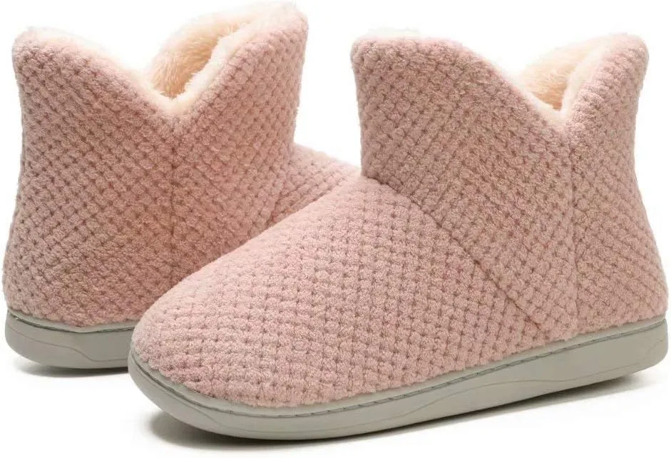 Women's Cozy Bootie Slippers Fuzzy Outdoor Indoor House Slippers