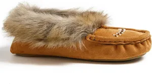 Women's Faux-Fur Beaded Vegan Moccasin Slipper Shoes