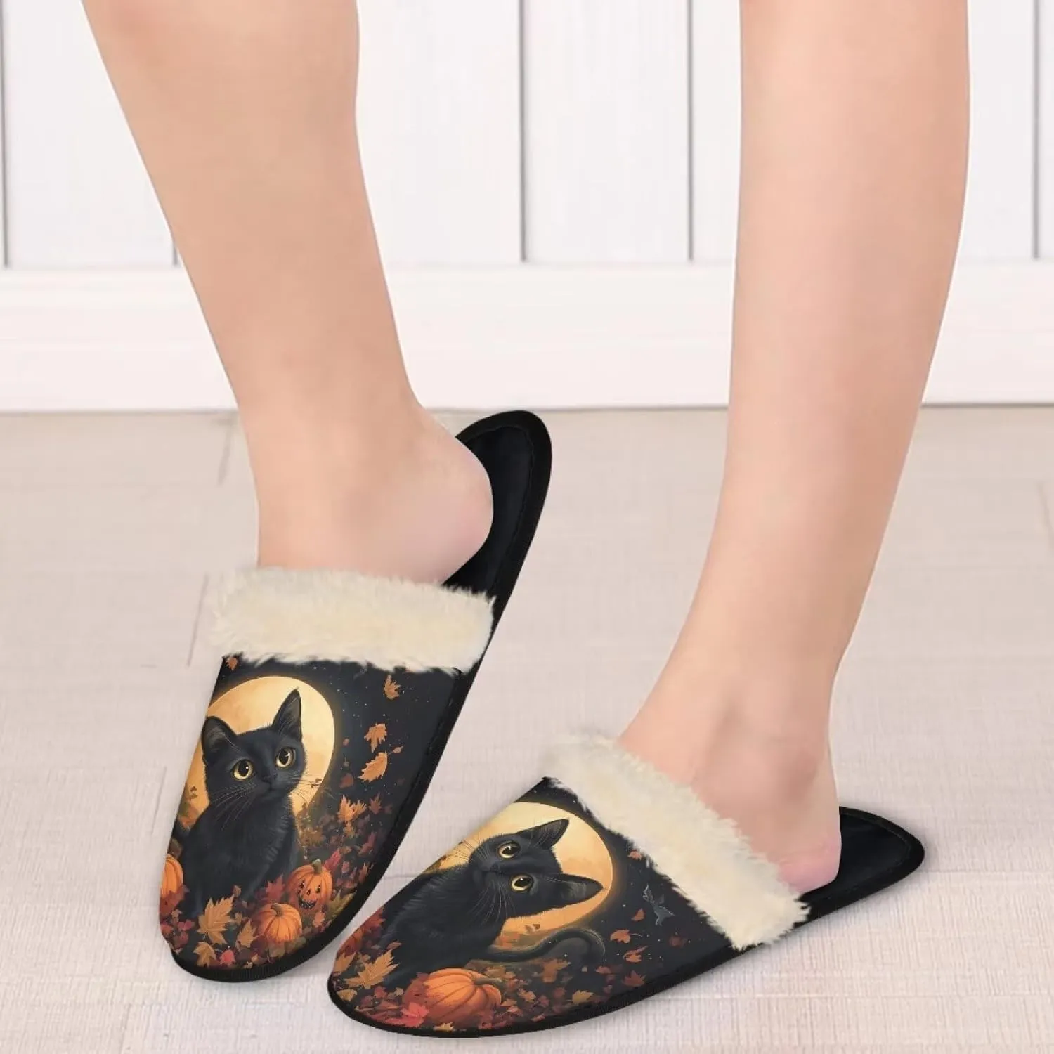 Womens Fuzzy Slippers Indoor Cozy Winter Holiday House Shoes