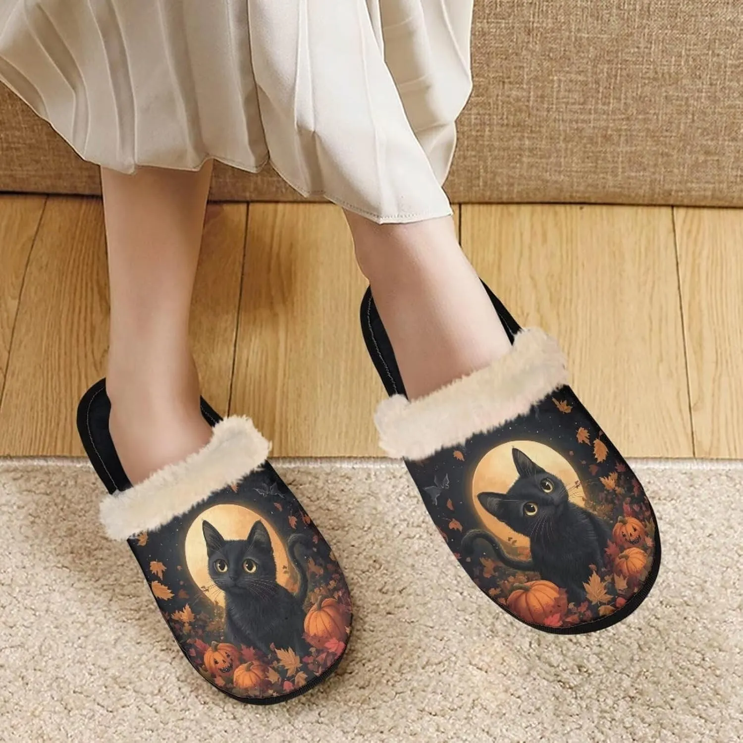 Womens Fuzzy Slippers Indoor Cozy Winter Holiday House Shoes