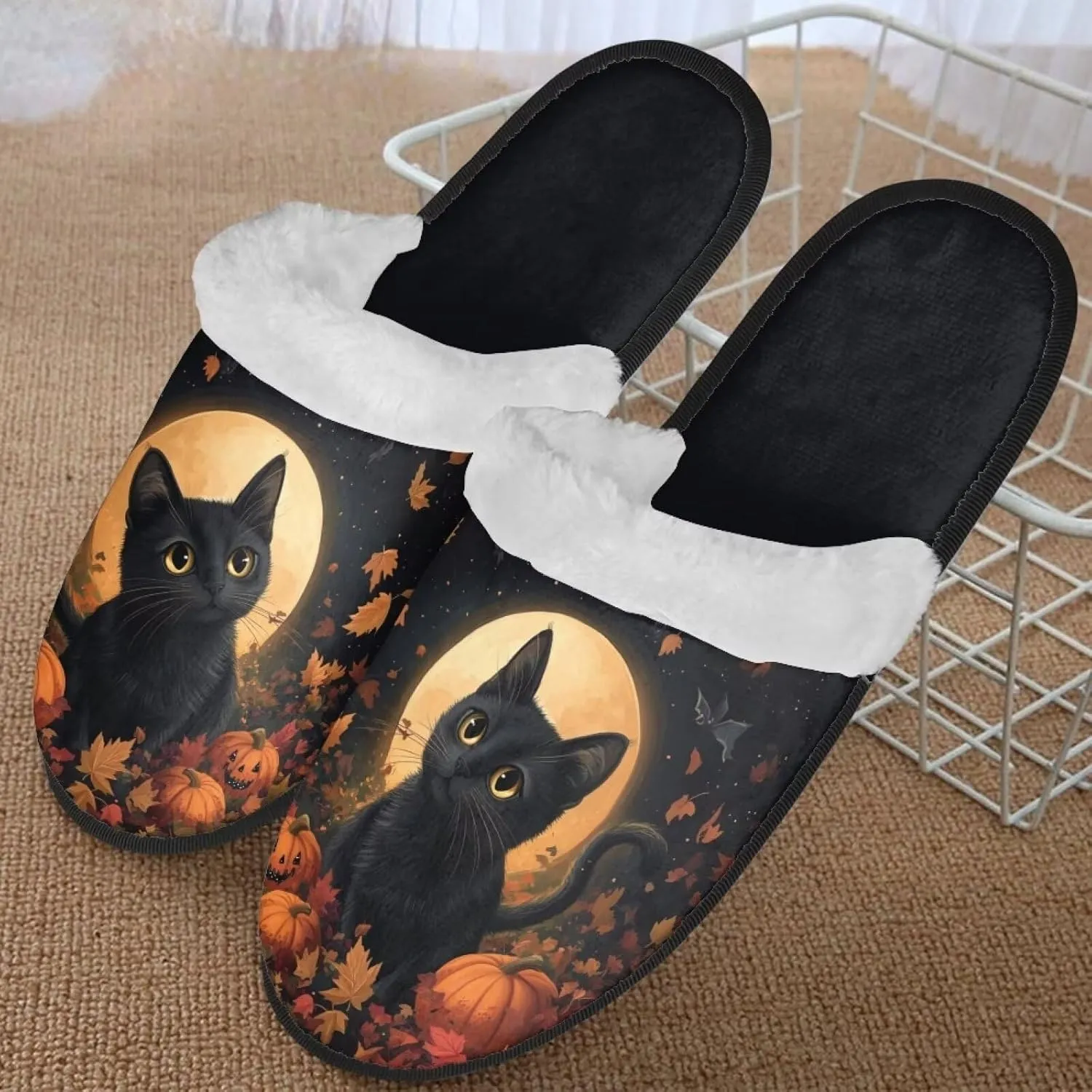 Womens Fuzzy Slippers Indoor Cozy Winter Holiday House Shoes
