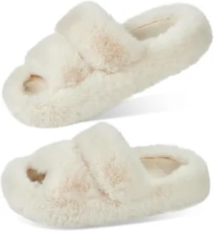 Women's Memory Foam Fluffy Plush Slippers - Cozy Furry Comfy Shoes