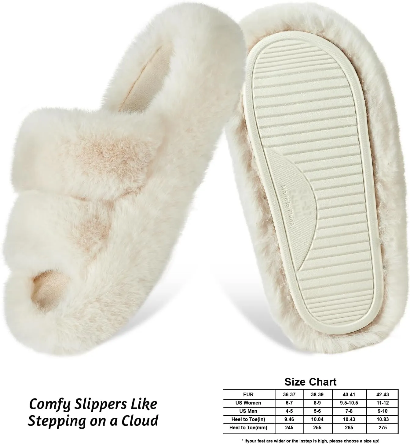 Women's Memory Foam Fluffy Plush Slippers - Cozy Furry Comfy Shoes
