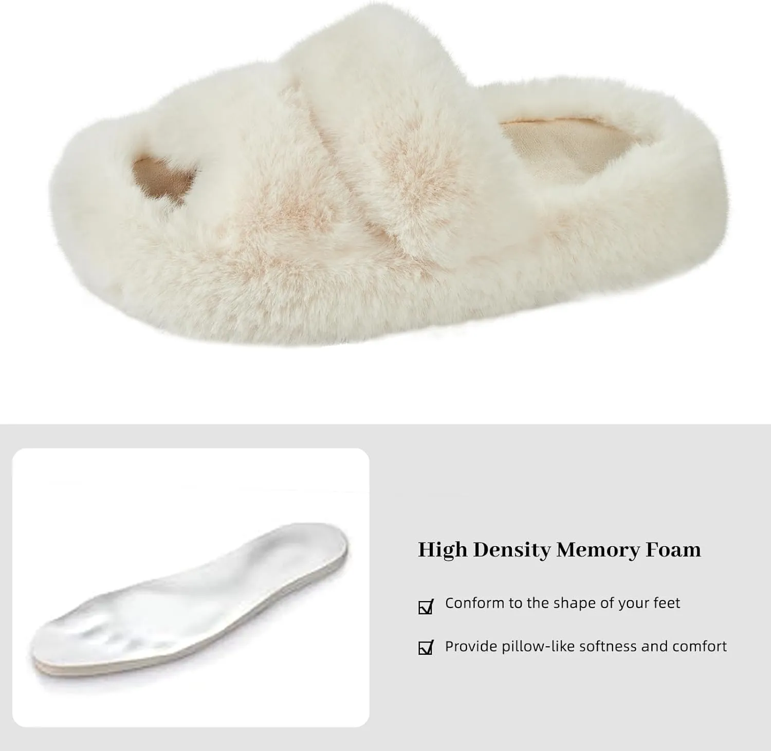 Women's Memory Foam Fluffy Plush Slippers - Cozy Furry Comfy Shoes