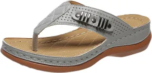 Womens Orthopedic Sandals Comfortable Wedge Flip Flops Summer Casual Thong Straps Clip Toe Slipper Slip-on Slides Lightweight Beach Shoes with Ergonomic Soles