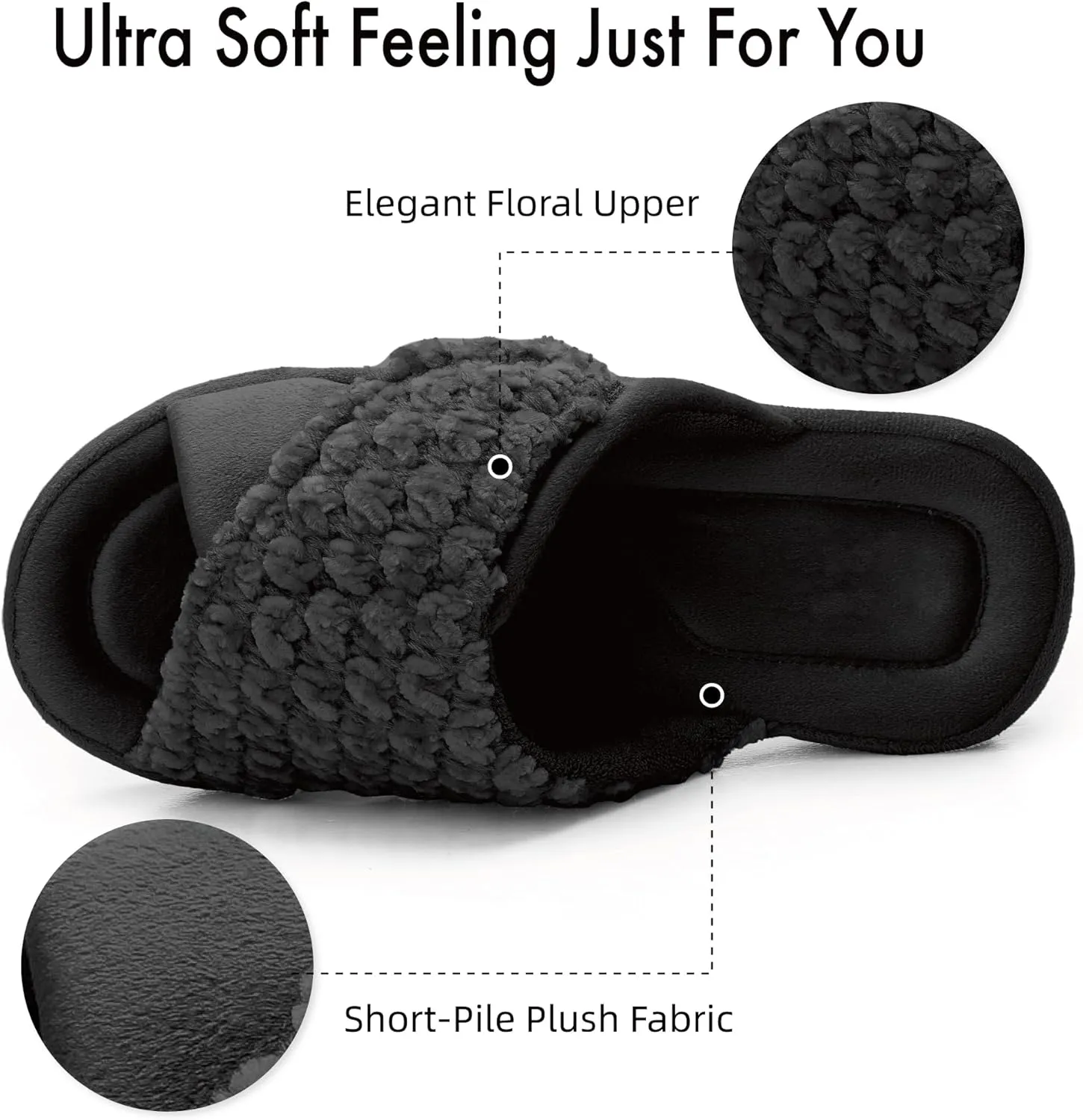 Women's Orthotic Slippers with Arch Support Adjustable Orthopedic Slipper Memory Foam Ladies House Shoes Indoor Slip On for Plantar Fasciitis